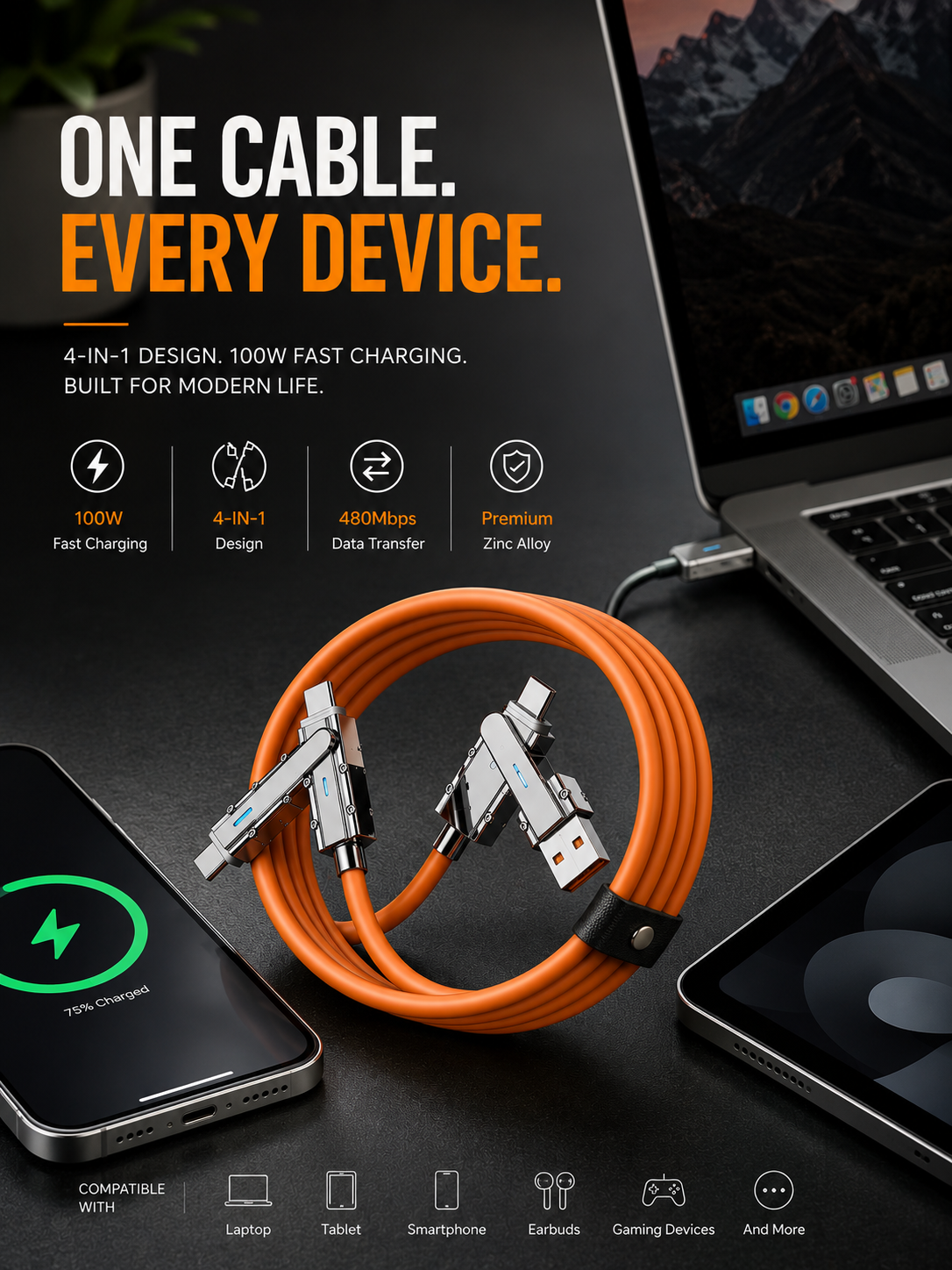 Moxxmit Multi Device HD Cable 100w